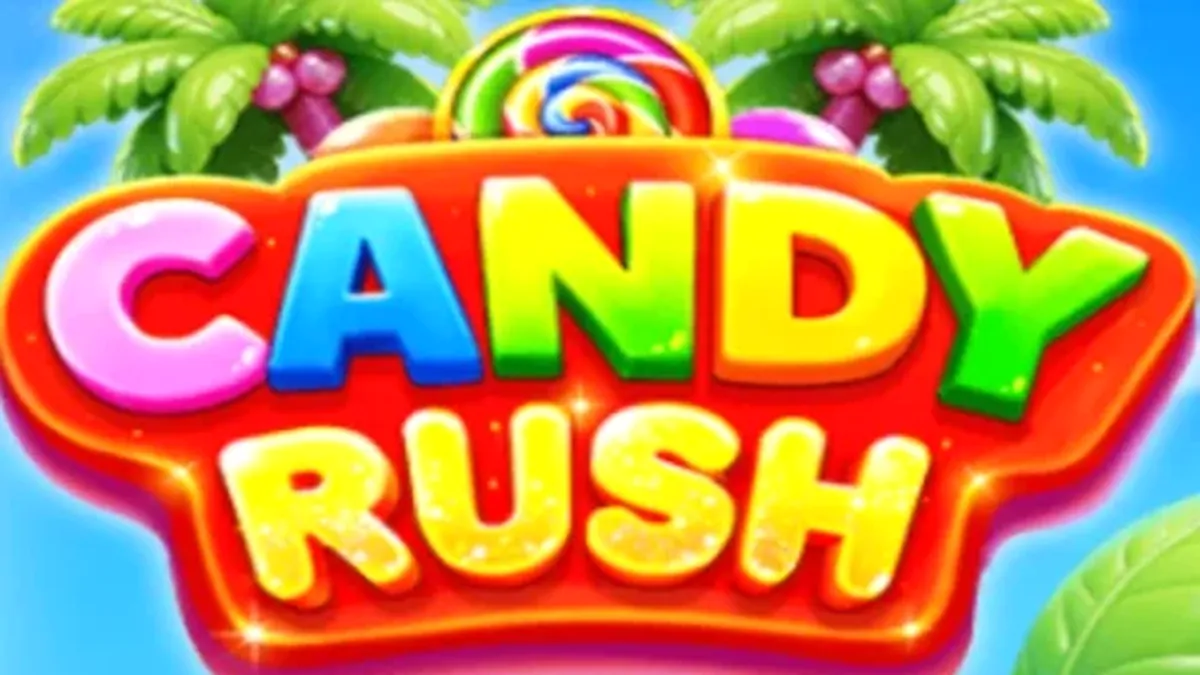 Tampilan visual ceria dari slot Candy Rush dengan elemen permen tropis